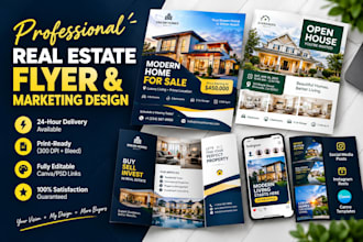 design professional real estate flyer, brochure, postcard