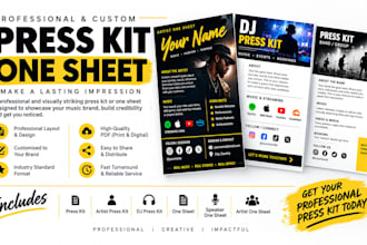 design a professional press kit, artist one sheet