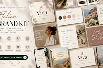 design italian full canva brand kit, brand identity logo for coaches, founders