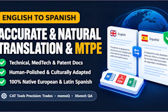 provide professional english to spanish translation, mtpe, and proofreading