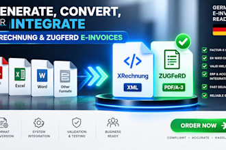 generate, convert, or integrate xrechnung and zugferd e invoices