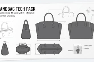 design bag tech pack handbag tech pack backpack tech pack technical drawing
