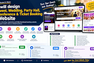 design conference room wedding planner party hall concert ticket booking website