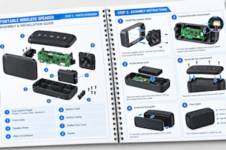 create product manuals, illustrated assembly guide and step by step user guides