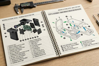 create product manuals, illustrated assembly guide and step by step user guides