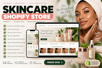 design skincare shopify store beauty cosmetic spa store skincare website