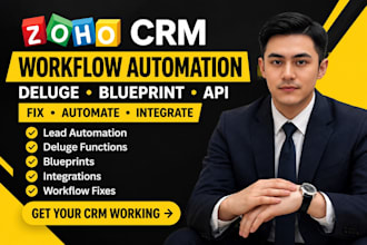 setup zoho CRM workflow automation with deluge blueprint and integration