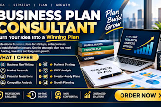 l be your business plan consultant for startups, investors and funding