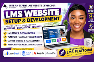 setup learnworlds kajabi and learndash online course website, moodle lms website
