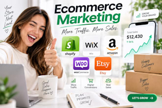 promote ecommerce website, sales shopify marketing, wix, amazon,woocommerce etsy