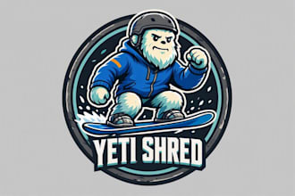 make wonderful yeti snowboarding logo design with unlimited revision