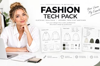 create a fashion tech pack clothing tech pack apparel tech flat sketches
