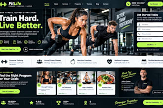 design fitness website, gym website, personal trainer and workout website