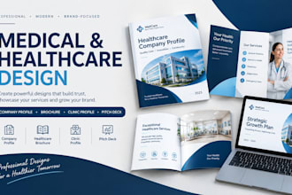 create medical company profile, healthcare brochure, clinic profile, pitch deck