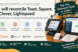 reconcile toast, square, clover, lightspeed and fix restaurant books