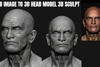 sculpt realistic 2d photo to 3d head 3d bust up model stl 3mf 3d printing