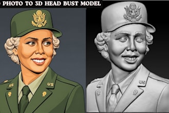 sculpt realistic 2d photo to 3d head 3d bust up model stl on zbrush blender