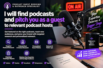 find and pitch you as a guest to relevant podcast hosts