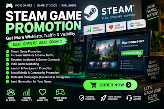 promote your steam game to boost wishlists, traffic  and visibility
