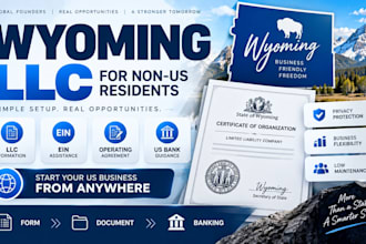 form wyoming llc for non US residents with ein, operating agreement and bank