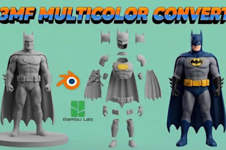 design and paint 3d model convert 2d to 3d stl to 3mf split bambu lab