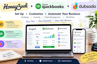 set up honeybook, quickbooks and dubsado CRM and automation