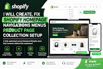 create fix shopify homepage navigations menus product page collection setup more