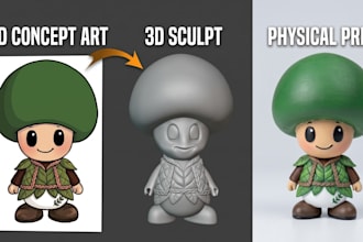 convert photo to 3d figurine, portrait bust, stl model art toy for 3d printing