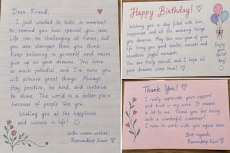 write beautiful handwritten notes letters and message
