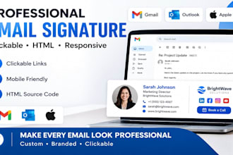 design a clickable HTML email signature for gmail outlook and apple mail