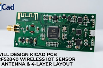 design kicad pcb for nrf52840 iot sensor, rf antenna and 4 layer board