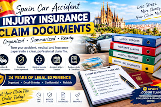 organize your spain car accident injury insurance claim documents