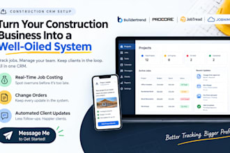 setup buildertrend, procore, jobtread and jobnimbus construction CRM setup