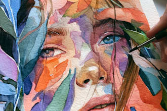 paint watercolor illustration and watercolor portrait