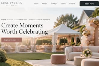 design wix party rental website bounce house event rental booking form website