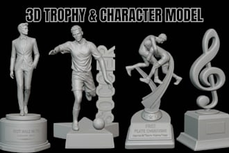 design custom 3d trophy, award, medal model 3d statue for 3d printing stl or 3mf