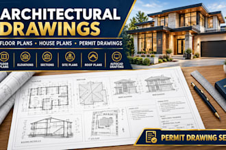 create architectural floor plans, house plans and permit drawings