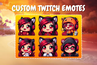 draw custom chibi emotes, twitch emotes, animated emotes, vtuber emotes