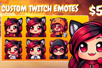 draw custom chibi emotes, twitch emotes, animated emotes, vtuber emotes