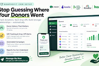 neon CRM, keela, little green light, kindful and keap nonprofit CRM setup