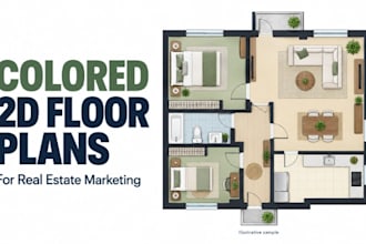 create colored 2d floor plans for real estate property marketing