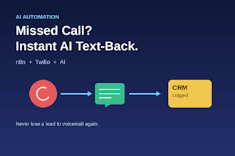 build your ai missed call text back automation with n8n