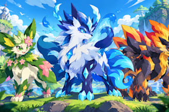 create custom pokemon character art and creature design