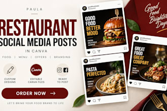 design restaurant food promotion social media posts in canva