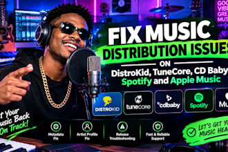 fix music distribution issues on distrokid, tunecore, cd baby, spotify and apple