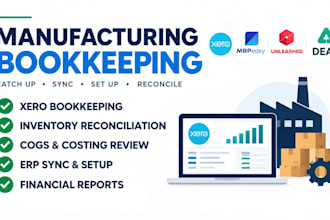 catch up, sync, set up and reconcile manufacturing bookkeeping with xero, mrpeas