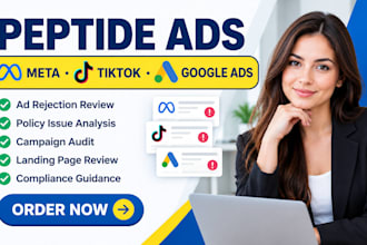 fix peptide ads issues meta facebook peptide ads, peptide tiktok ads, google ads