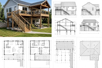 california, texas deck permit drawing, foundation plan, framing plan, pole barn