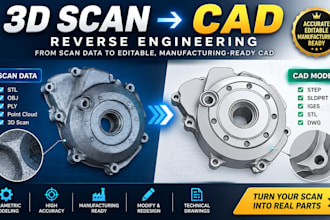 reverse engineer 3d scans into editable cad step files for manufacturing