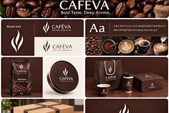 design restaurant logo, cafe branding, food packaging, menu and brand identity